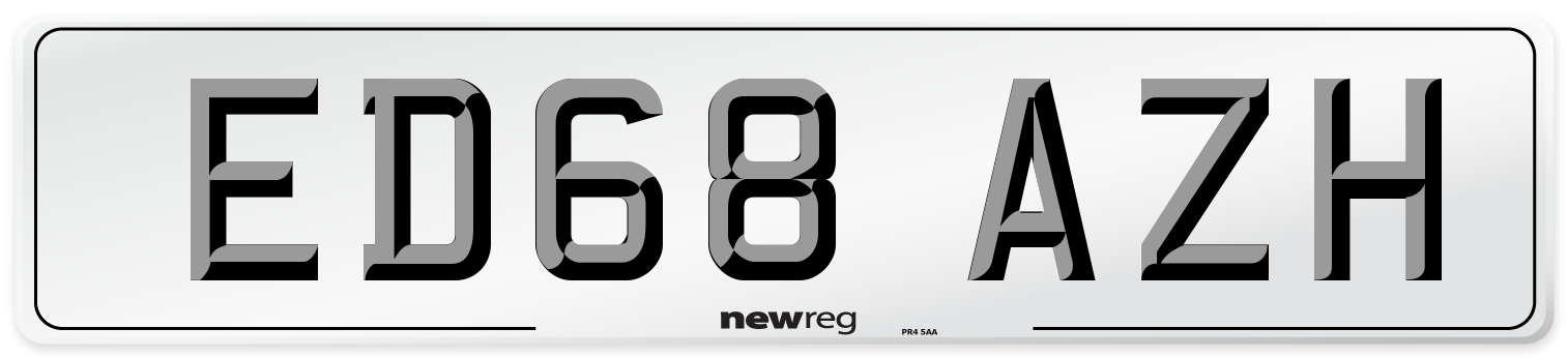 ED68 AZH Number Plate from New Reg